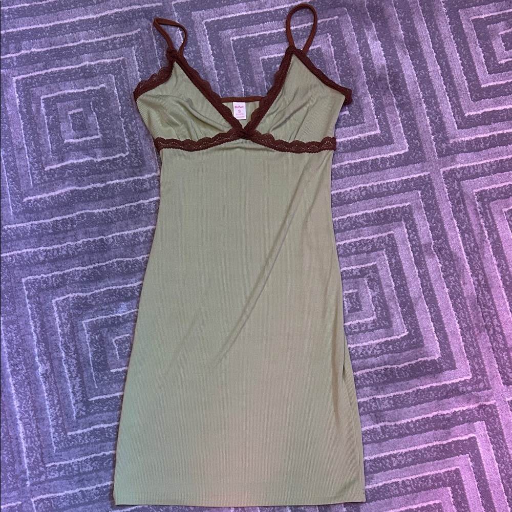 ROMWE Olive and Chocolate Lace Chemise